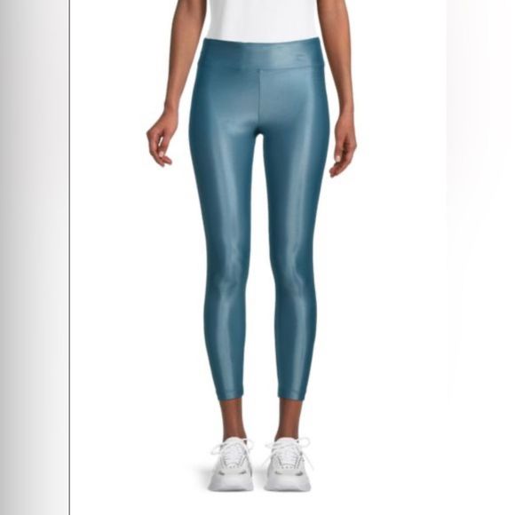 KORAL LUSTROUS INFINITY HIGH RISE METALLIC LEGGINGS IN TEAL LIQUID LEGGINGS BNWT - Picture 11 of 14